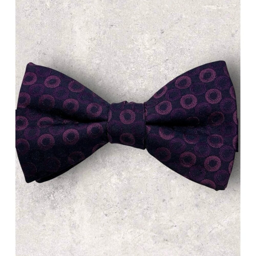 ALFANI Polyester Bow Tie Purple Geometric W:2.6" EUC
